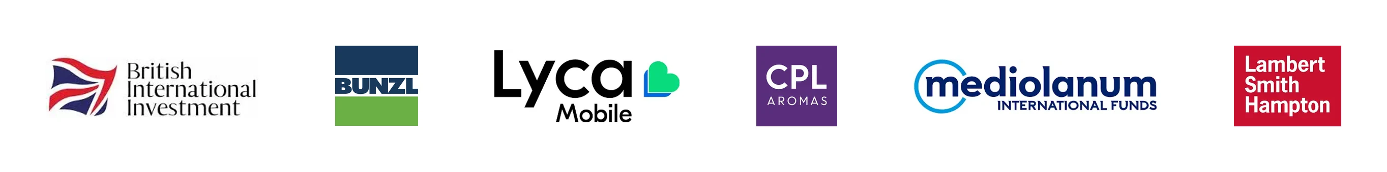 British International Investment, Bunzl, Lyca Mobile, CPL Aromas, Mediolanum, Lambert Smith Hampton