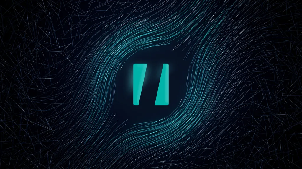 Innovel brand artwork – the Innovel mark on a flowing teal field